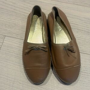 PRADA leather bow accent espadrille